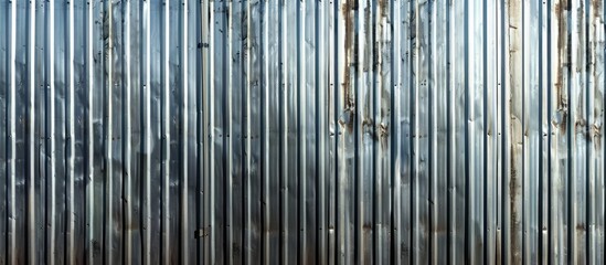 Wall Mural - Galvanized steel panels with a ridged texture used on a building exterior as a background wallpaper or copy space image