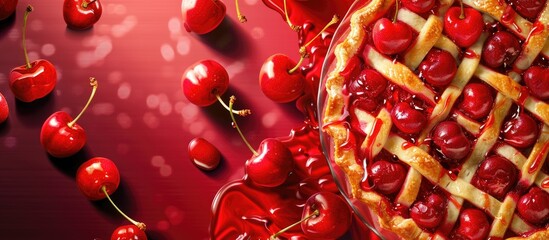 Canvas Print - Cherry pie with ample space for text or design elements