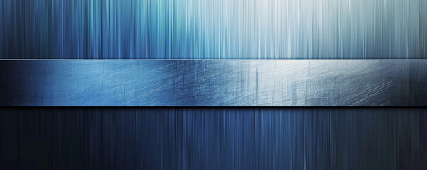 Wall Mural - An abstract background featuring a sleek metallic panel with a brushed texture, set against a gradient backdrop of deep blues and silvers. The metallic sheen adds a modern and industrial feel to the