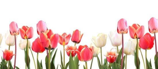 Canvas Print - Tulips with copy space image on a white backdrop