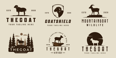 set of goat logo vintage vector illustration template icon graphic design. bundle collection of vari