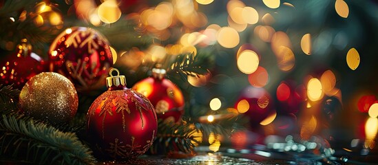 Wall Mural - Ornamental decorations for the festive season with a copy space image
