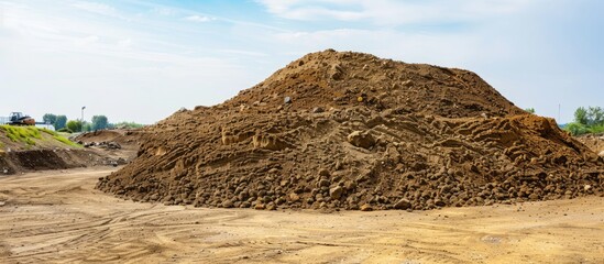 The soil mound for constructing a building at the construction site with copy space image