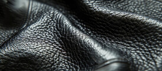 Canvas Print - A textured black leather surface providing a copy space image