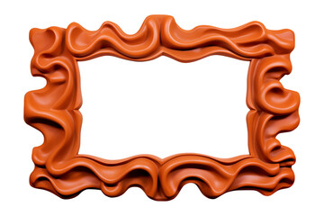 Orange fantasy clay empty frame isolated on transparent background.