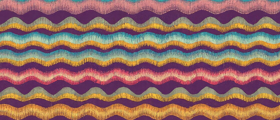 Sticker - Seamless embroidered pattern wavy bohemian print patchwork ornament background