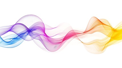 Wall Mural - Bright and bold color spectrum line waves with a minimalistic layout on white