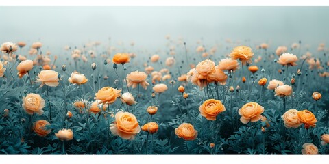 Poster - A Field of Blooming Orange Flowers