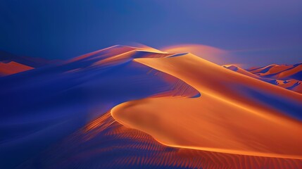 Wall Mural - Sunset in the desert huge dunes painted