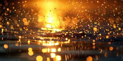 Wall Mural - Golden Water Drops Sunset