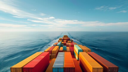 Poster - Modern container ship on the ocean loaded img