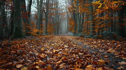 Sticker - The forest is full of colorful autumn leaves picture