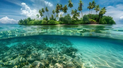 Canvas Print - An island with wild tropical forest and numerous image