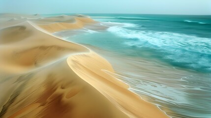 Canvas Print - Sand dunes on the ocean shore washed