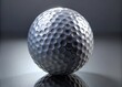 © DigitalArt Max - A solo golf ball sits isolated on a smooth, flat surface, highlighting its intricate dimples, precise stitching, and glossy finish in exquisite high-resolution detail.