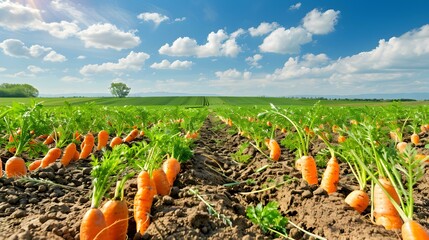 Wall Mural - A carrot plantation on a sunny day image