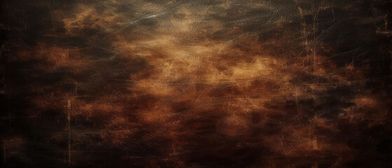 Poster - Dark brown grunge background from old distress leather texture