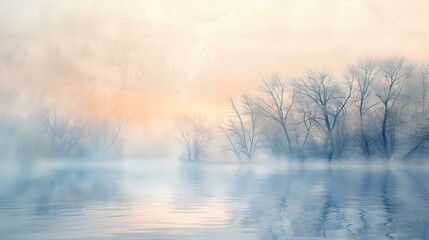 Canvas Print - Dawn over the river as the fog lifts