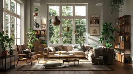 scandinavian inspired living room with beautiful daylight and minimalist decor home interior design concept and renovation ideas for modern homes