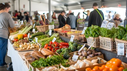 Wall Mural - An organic food fair where farmers offer fresh img