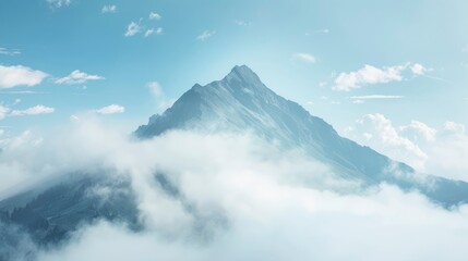 Wall Mural - mountain covering with clouds background - generative ai