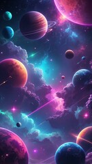 galactic neon spacethemed background with neon stars p Retro neon background theme