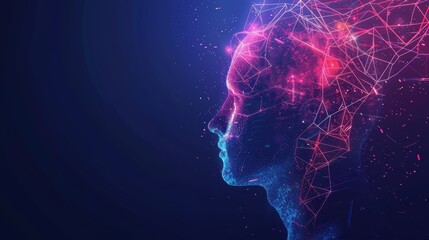 Wall Mural - abstract digital human face. artificial intelligence concept of big data or cyber security.