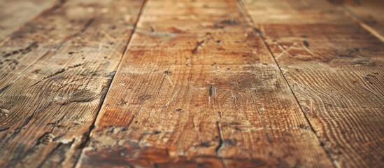 Aufkleber - Vintage-style close-up shot of a rustic wooden table with visible grain texture and empty surface for customizable abstract background or design, copy space image.
