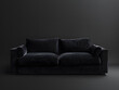 © Dmytro - Black chic soft comfortable sofa on a black plain background Neural network AI generated art