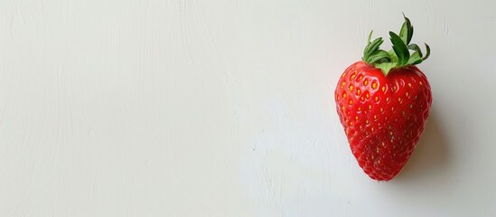 Poster - Red strawberry freshly picked with a white background for copy space image.