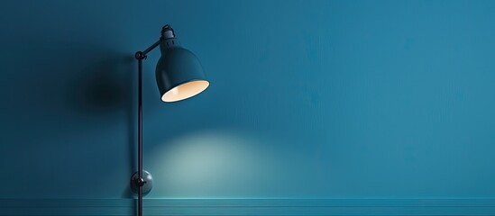 Aufkleber - Blue wall with a classic wall lamp, perfect for displaying text in the copy space image.