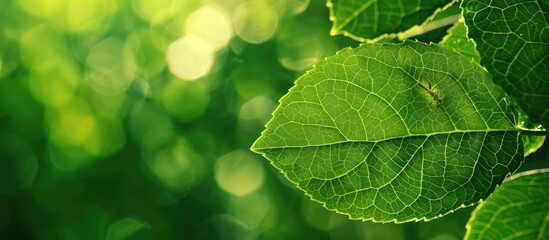 Fototapete - Unfamiliar verdant leaf with copy space image.