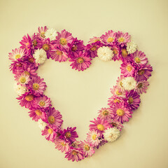 heart floral composition, isolated, copy space