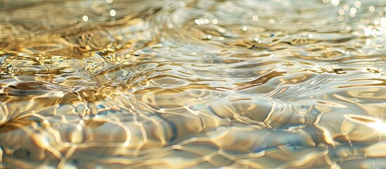 Fototapete - Blurred background of clear water reflecting natural beige tones with room for copy space image.