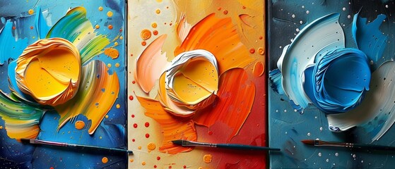 Wall Mural - Colorful abstract art wall decoration with sharp focus.