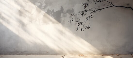 Aufkleber - Blurry shadow of a leafy tree cast upon a gray wall with available copy space image.