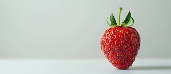 Poster - Red strawberry freshly picked with a white background for copy space image.