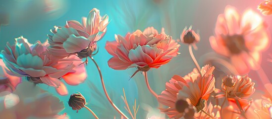 Aufkleber - Flowers depicted with color filters, enhancing their beauty in the copy space image.