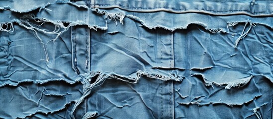 Aufkleber - Ripped blue denim jeans texture with a copy space image.