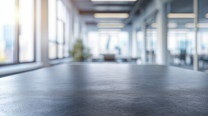 Modern stylish office mockup with table in focus. Background blurred copy space