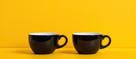 Aufkleber - On a black and yellow background, there are two unfilled porcelain cups with room for text or images.