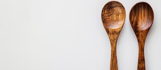 Aufkleber - Image of two wooden spoons on a white backdrop with ample copy space.