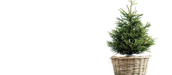 Sticker - A small Christmas tree in a basket with a white background perfect for adding text in the copy space image.