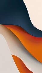 Wall Mural - Abstract colorful geometric design with flowing curves and gradients in light orange and navy blue