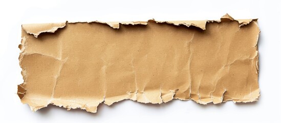 Aufkleber - Kraft cardboard piece with ragged edges on white backdrop, providing space for text or image.