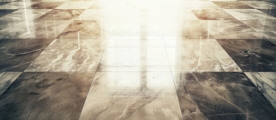 Fototapete - Beautiful marble-patterned floor texture in muted tones with ample copy space image for text overlay.