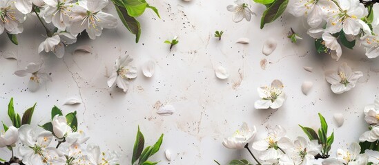 Poster - Flowering branches set in a postcard layout, with white space for text in the picture.
