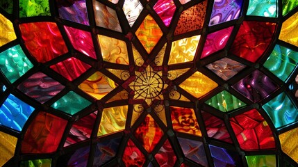 Wall Mural - Discuss the geometric patterns used in traditional stained glass windows.