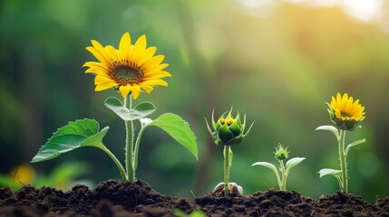 Wall Mural - Discuss the lifecycle of a sunflower from seed to bloom.