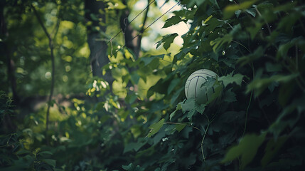 Wall Mural - A volley ball in a forest with lots of green plants